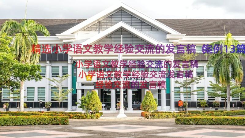 精选小学语文教学经验交流的发言稿（案例13篇）