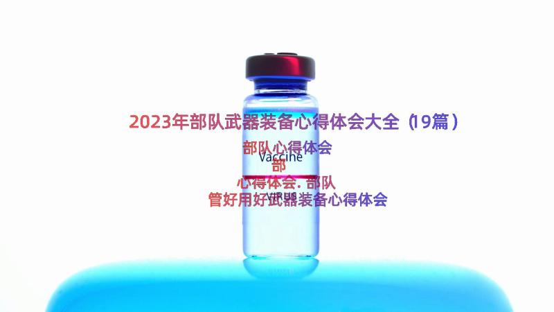 2023年部队武器装备心得体会大全（19篇）