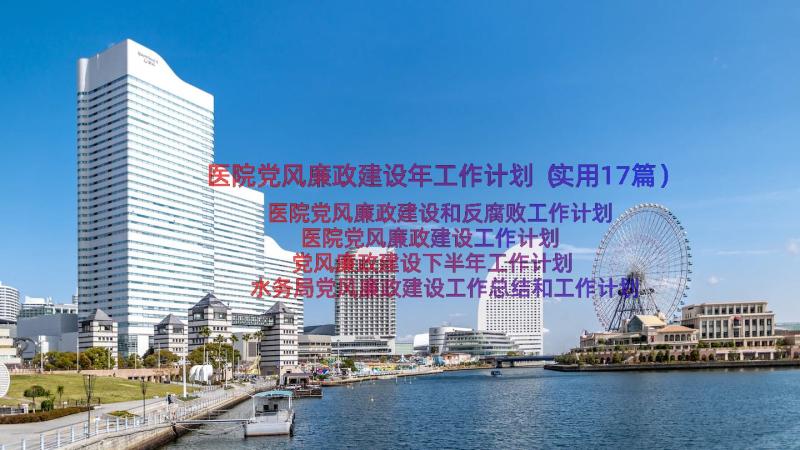 医院党风廉政建设年工作计划（实用17篇）