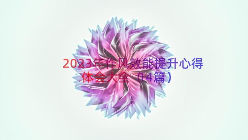 2023年作风效能提升心得体会大全（14篇）