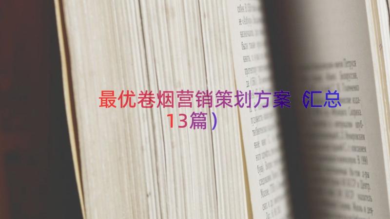 最优卷烟营销策划方案（汇总13篇）