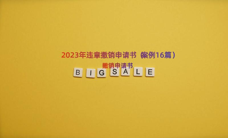 2023年违章撤销申请书（案例16篇）