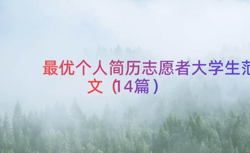 最优个人简历志愿者大学生范文（14篇）