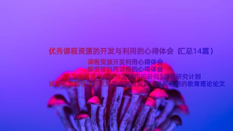 优秀课程资源的开发与利用的心得体会（汇总14篇）