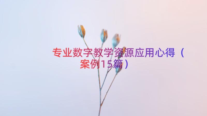 专业数字教学资源应用心得（案例15篇）