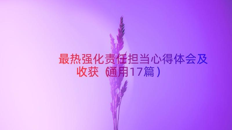 最热强化责任担当心得体会及收获（通用17篇）