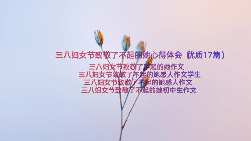 三八妇女节致敬了不起的她心得体会（优质17篇）