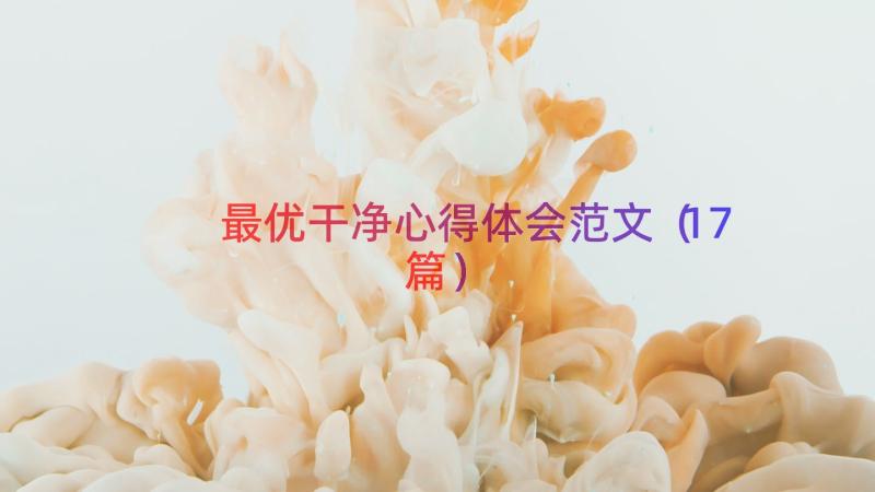 最优干净心得体会范文（17篇）