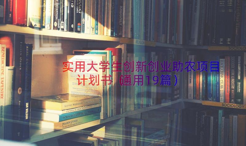 实用大学生创新创业助农项目计划书（通用19篇）