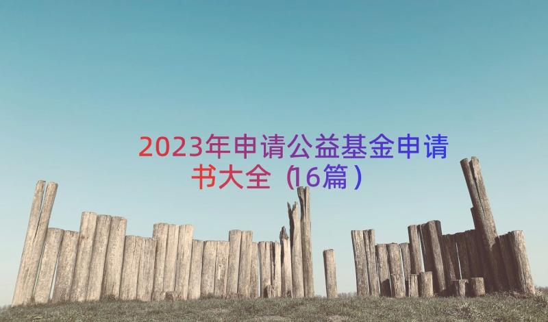 2023年申请公益基金申请书大全（16篇）