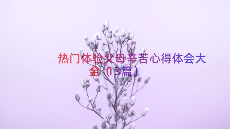 热门体验父母辛苦心得体会大全（13篇）