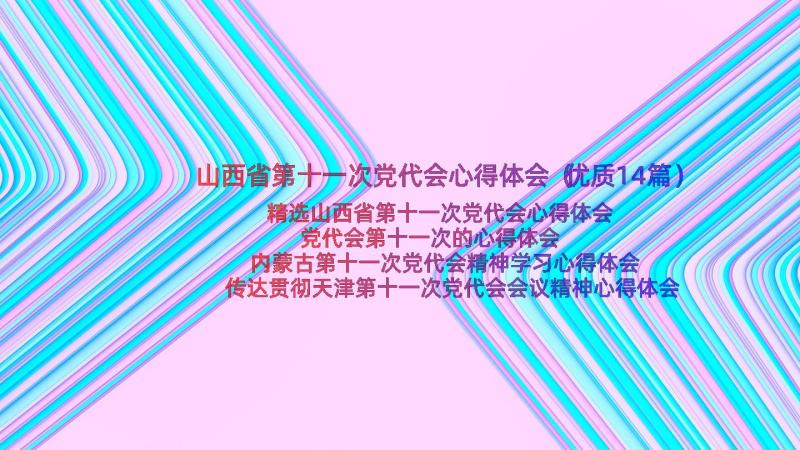 山西省第十一次党代会心得体会（优质14篇）