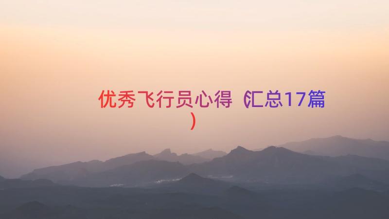 优秀飞行员心得（汇总17篇）