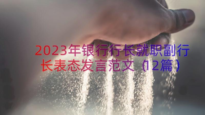 2023年银行行长就职副行长表态发言范文（12篇）