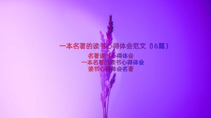 一本名著的读书心得体会范文（16篇）