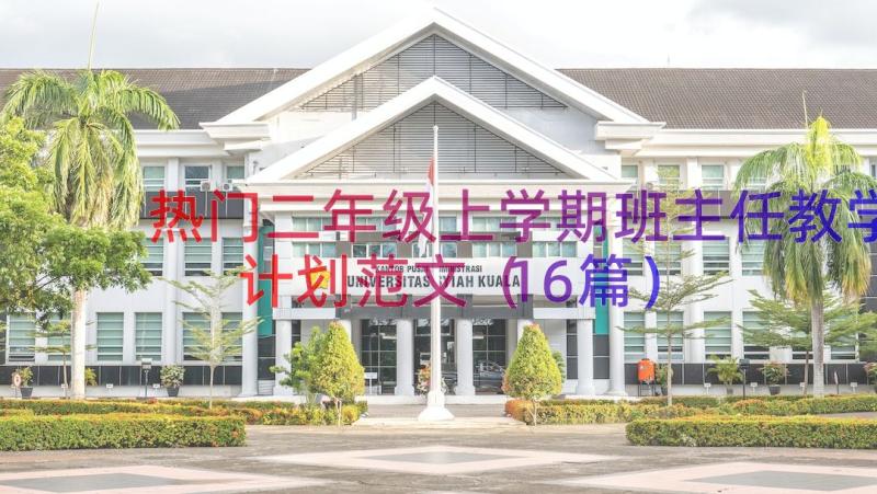 热门二年级上学期班主任教学计划范文（16篇）