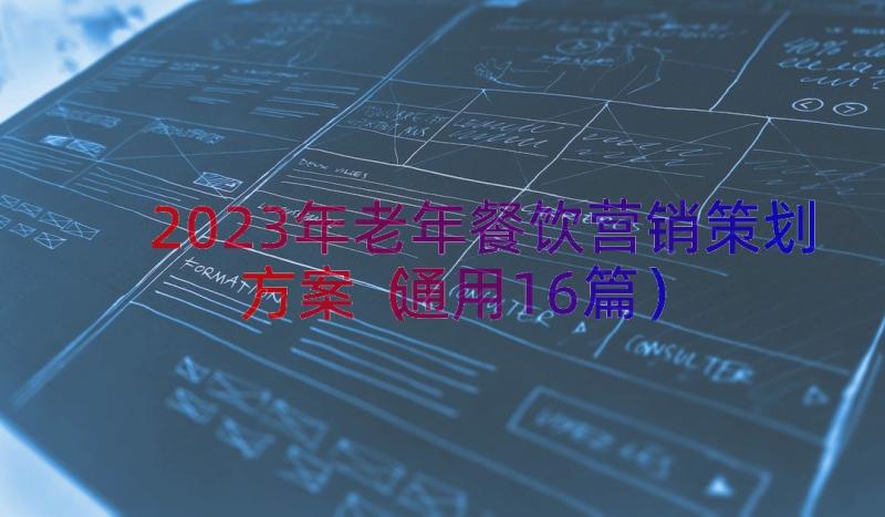 2023年老年餐饮营销策划方案（通用16篇）