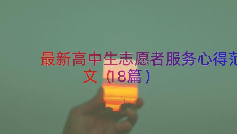 最新高中生志愿者服务心得范文（18篇）