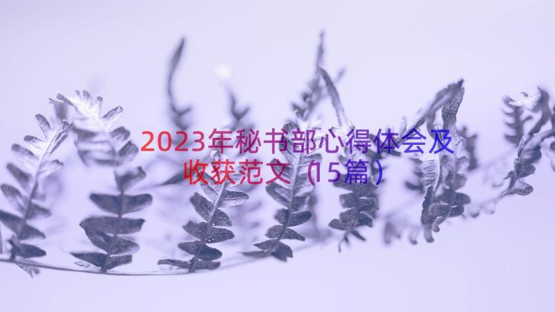 2023年秘书部心得体会及收获范文（15篇）