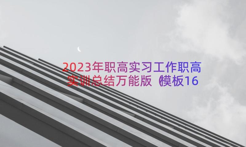 2023年职高实习工作职高实训总结万能版（模板16篇）