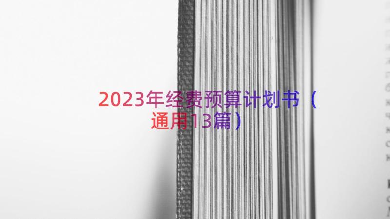 2023年经费预算计划书（通用13篇）