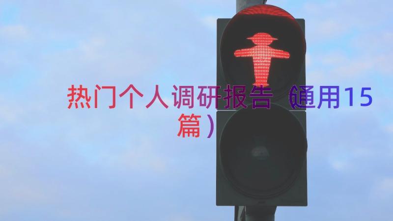 热门个人调研报告（通用15篇）