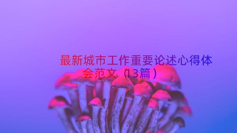 最新城市工作重要论述心得体会范文（13篇）