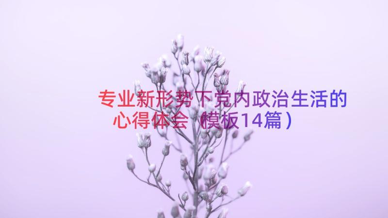 专业新形势下党内政治生活的心得体会（模板14篇）