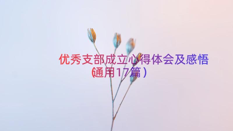 优秀支部成立心得体会及感悟（通用17篇）