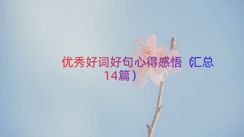 优秀好词好句心得感悟（汇总14篇）