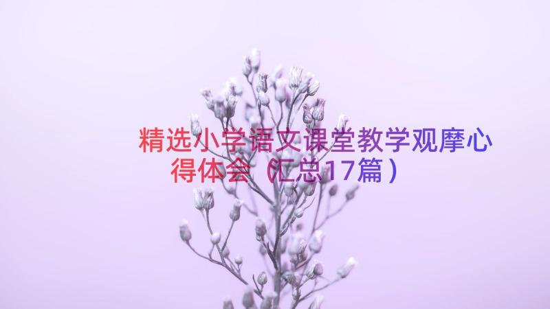 精选小学语文课堂教学观摩心得体会（汇总17篇）