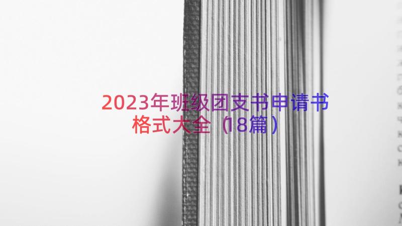 2023年班级团支书申请书格式大全（18篇）