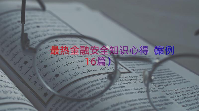 最热金融安全知识心得（案例16篇）